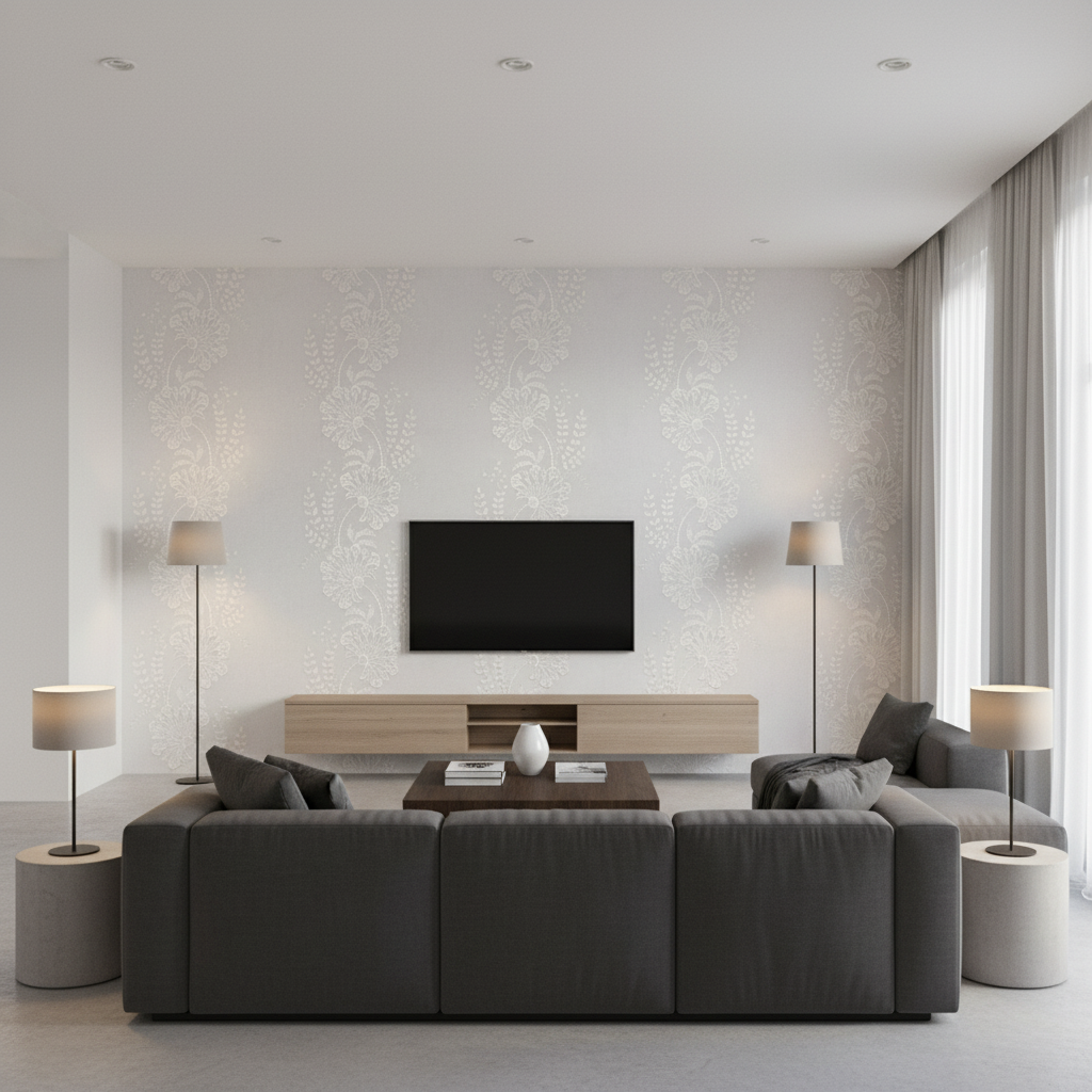 Valencia Sheer Ivory — Living Room Room Setting