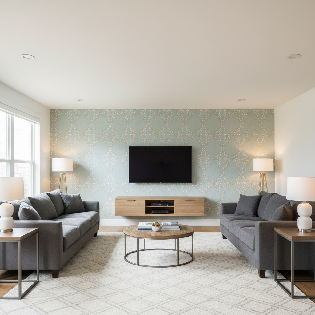 Lillie Embroidery pale green — Living Room Room Setting
