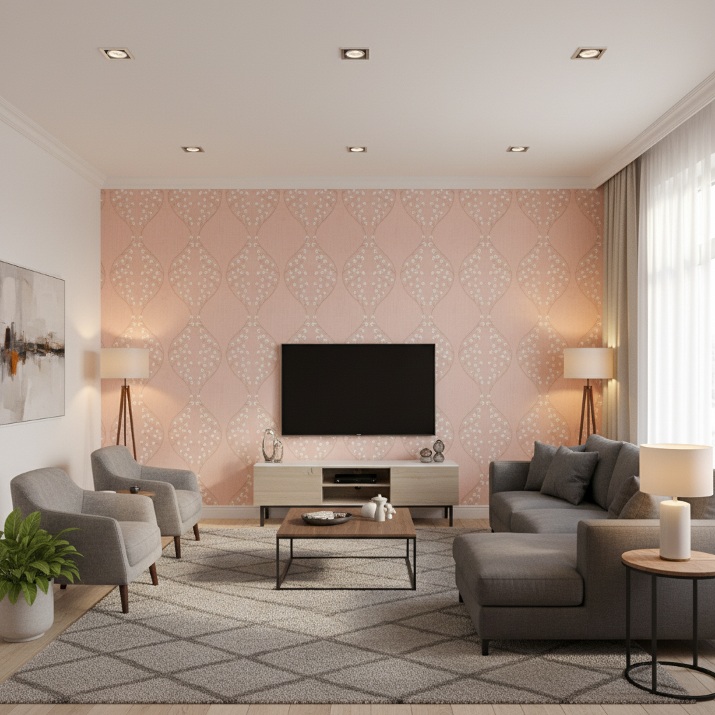 Lillie Embroidery blush — Living Room Room Setting