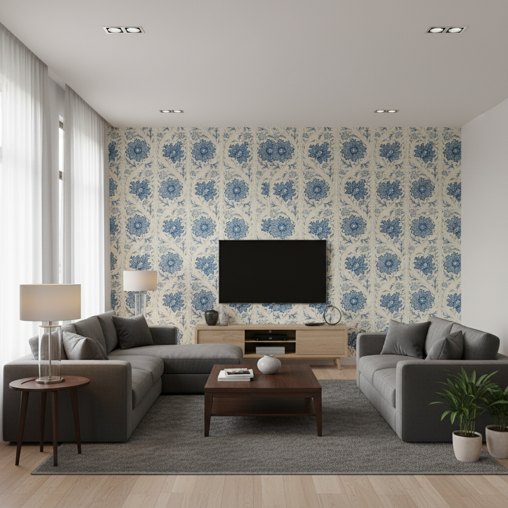 Calico Vine Porcelain — Living Room Room Setting