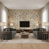 Tree Of Life Denim/Berry | Kravet - Living Room Visualization (AI-generated, may not be to scale. Verify pattern scale with product specifications.)