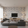 Katmandu - Navy Wallpapers | Schumacher - Living Room Visualization (AI-generated, may not be to scale. Verify pattern scale with product specifications.)