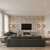 Katmandu - Graphite Wallpapers | Schumacher - Living Room Visualization (AI-generated, may not be to scale. Verify pattern scale with product specifications.)