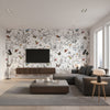 Birds &amp; Butterflies - Multi On White Wallpapers | Schumacher - Living Room Visualization (AI-generated, may not be to scale. Verify pattern scale with product specifications.)