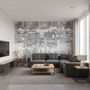 New York  New York - Black On White Wallpapers | Schumacher - Living Room Visualization (AI-generated, may not be to scale. Verify pattern scale with product specifications.)