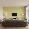 Imperial Trellis - Citrine Wallpapers | Schumacher - Living Room Visualization (AI-generated, may not be to scale. Verify pattern scale with product specifications.)