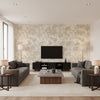 Bali Vine - Platinum Wallpapers | Schumacher - Living Room Visualization (AI-generated, may not be to scale. Verify pattern scale with product specifications.)