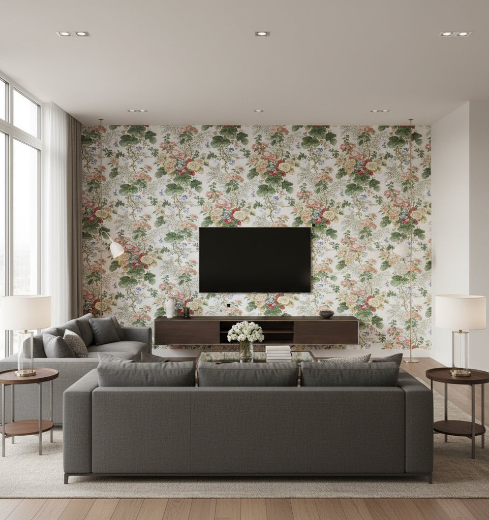 7128.LJ.0 | Kravet - Living Room Visualization (AI-generated, may not be to scale. Verify pattern scale with product specifications.)