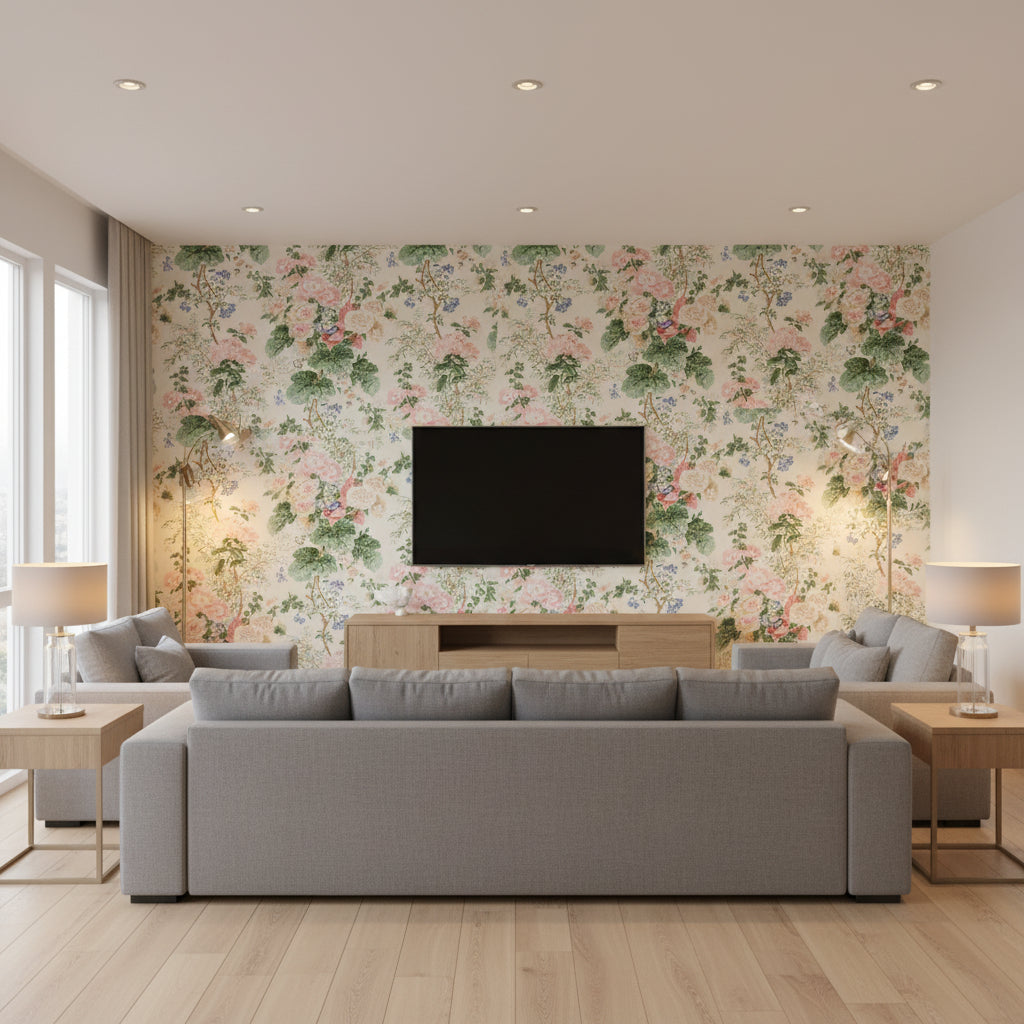 7129.LJ.0 | Kravet - Living Room Visualization (AI-generated, may not be to scale. Verify pattern scale with product specifications.)