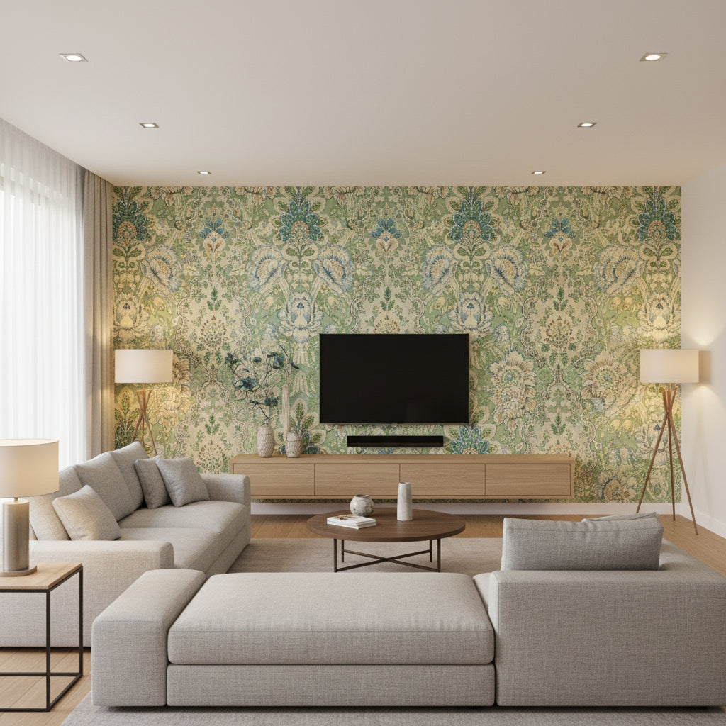 8022119.3.0 | Kravet - Living Room Visualization (AI-generated, may not be to scale. Verify pattern scale with product specifications.)