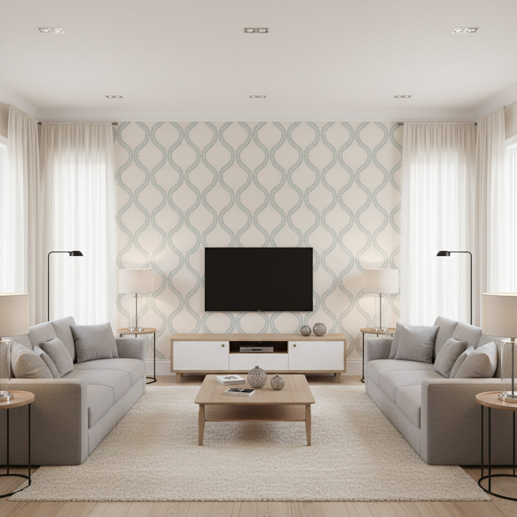 8023110.15.0 | Kravet - Living Room Visualization (AI-generated, may not be to scale. Verify pattern scale with product specifications.)