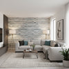 Marazzi Oxide Wallcovering - Living Room Setting 8ft view | Black Edition