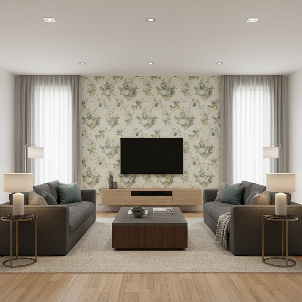 Adelyn Handblock - Celadon Multi By Lee Jofa | Lj Showroom Only 2018 | Botanical & Floral Multipurpose Print - Living Room Room Setting