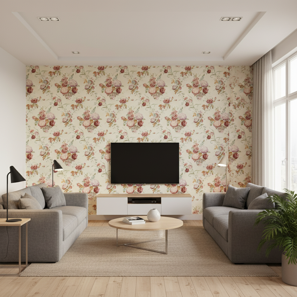 Adelyn Handblock - Lilac Multi By Lee Jofa | Lj Showroom Only 2018 | Botanical & Floral Multipurpose Print - Living Room Room Setting