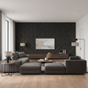 Allonby Weave - Jet Black By Lee Jofa | Linford Weaves |Plaid / Check Tone On Tone Upholstery Chenille - Living Room Room Setting