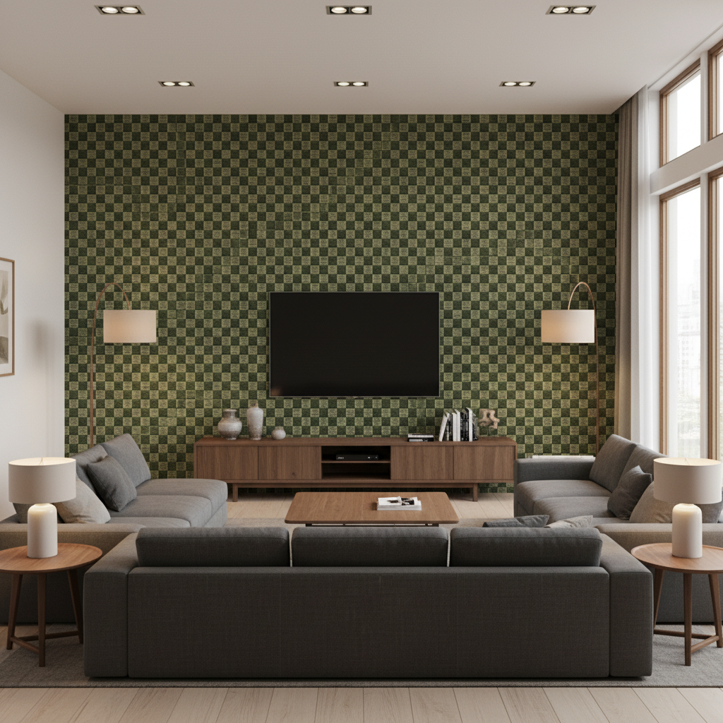 Allonby Weave - Spruce Green By Lee Jofa | Linford Weaves |Plaid / Check Tone On Tone Upholstery Chenille - Living Room Room Setting