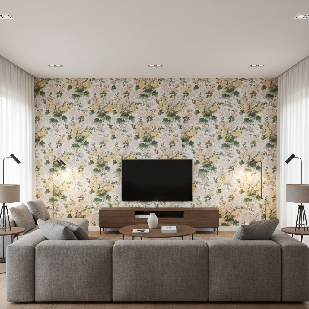 Althea Cotton P - Citron Light Green By Lee Jofa |  | Botanical & Floral Multipurpose Print - Living Room Room Setting