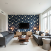 Antlers - Navy Dark Blue By Lee Jofa | Lodge Ii Prints |Animal/Insects Novelty Multipurpose Print - Living Room Room Setting