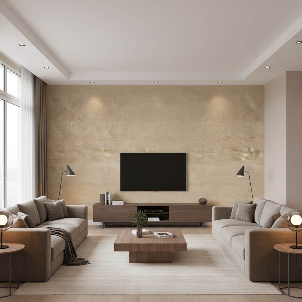 Arezzo - Linen Beige By Lee Jofa | Paolo Moschino Fabrics | Solid Upholstery Velvet - Living Room Room Setting