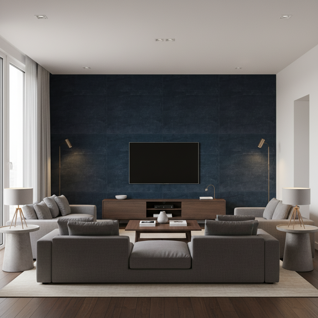Arezzo - Ocean Blue By Lee Jofa | Paolo Moschino Fabrics | Solid Upholstery Velvet - Living Room Room Setting