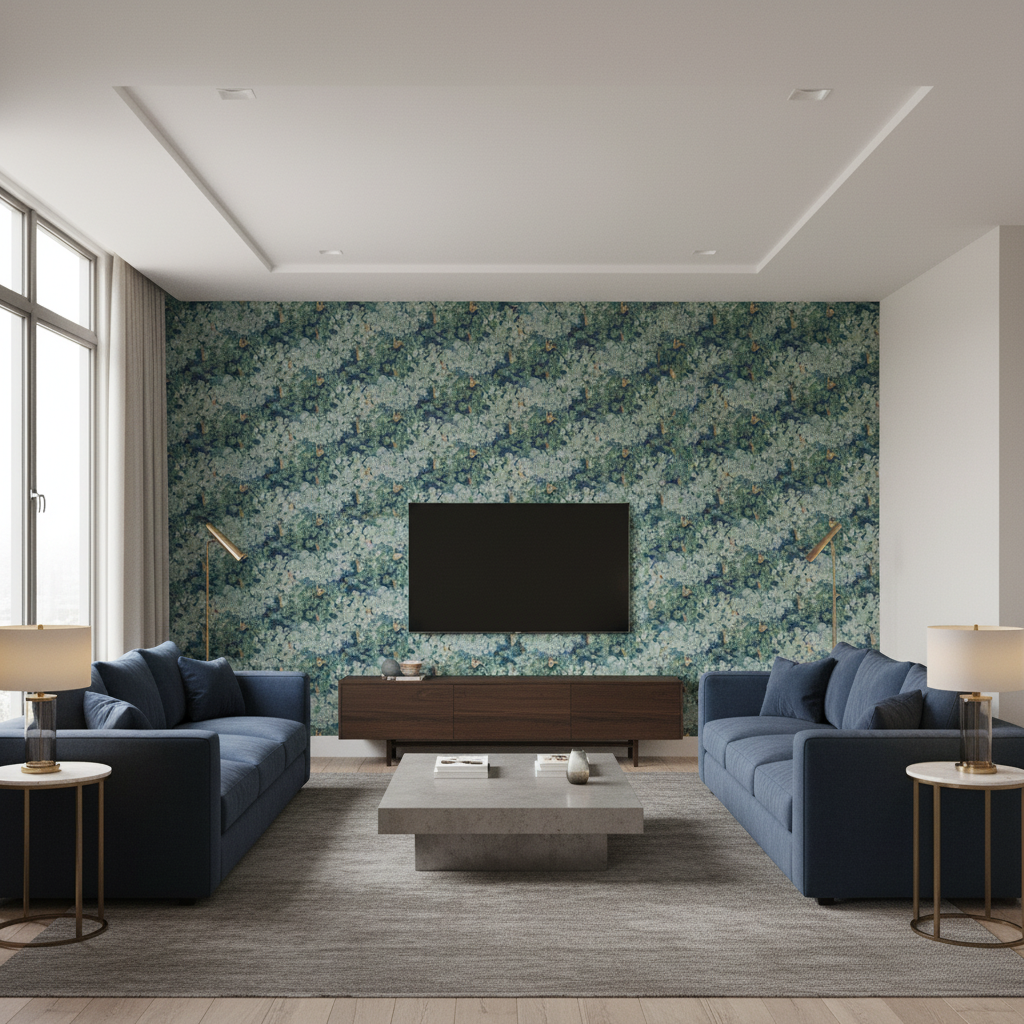 Arley Print - Lagoon Teal By Lee Jofa | Manor House |Botanical & Floral  Multipurpose Print - Living Room Room Setting