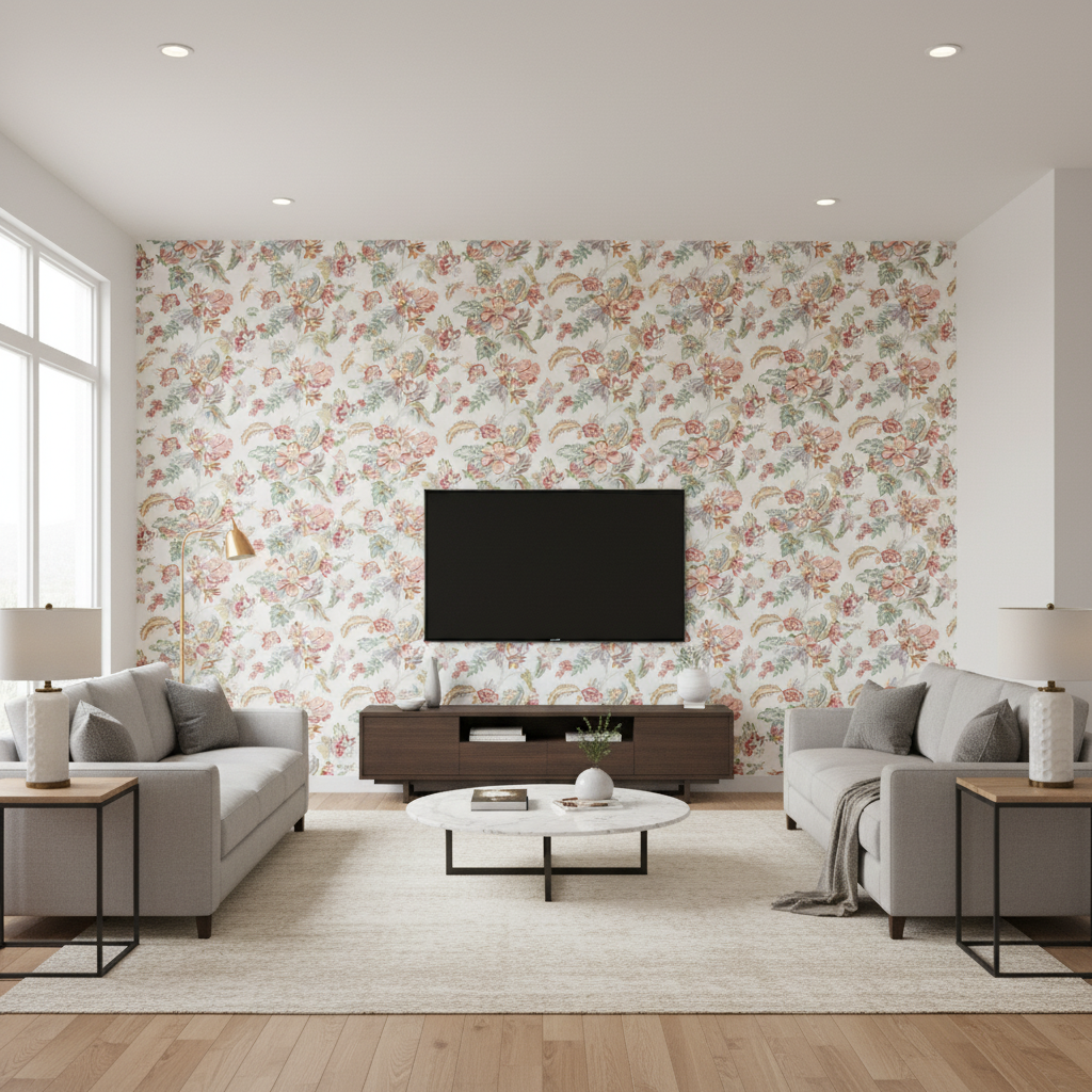 Augustine Print - Multi Multi By Lee Jofa | Avondale |Botanical & Floral  Multipurpose Print - Living Room Room Setting