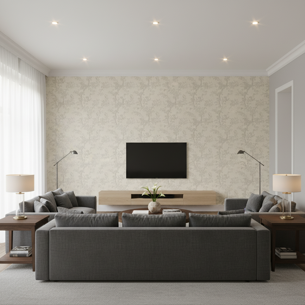 Beijing Blossom - Sky Light Blue By Lee Jofa | Paolo Moschino Fabrics |Botanical & Floral  Multipurpose Print - Living Room Room Setting