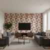 Benday Print - Red/Blue Red By Lee Jofa | Oscar De La Renta Iv |Botanical & Floral Jacobeans Multipurpose Print - Living Room Room Setting