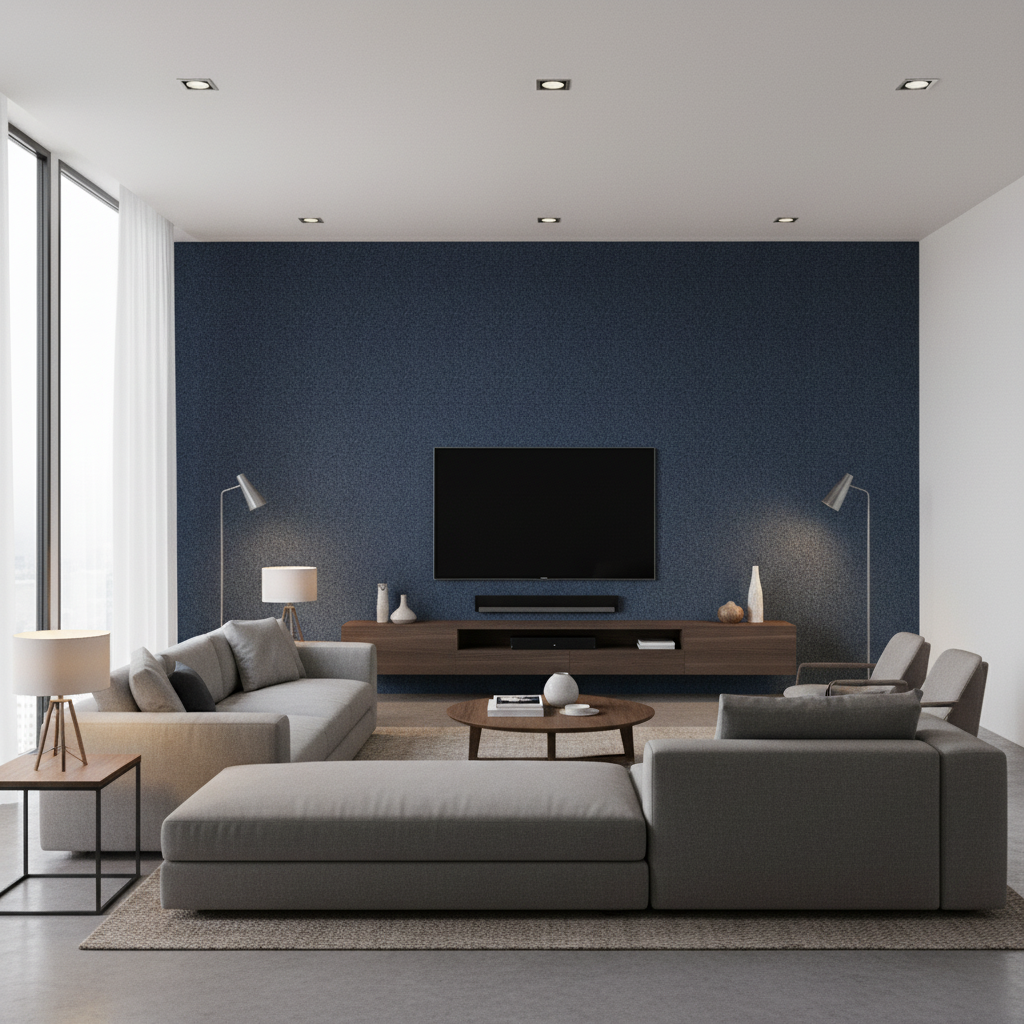 Bennett - Indigo Blue By Lee Jofa | James Huniford |Solid Texture Upholstery Mohair - Living Room Room Setting