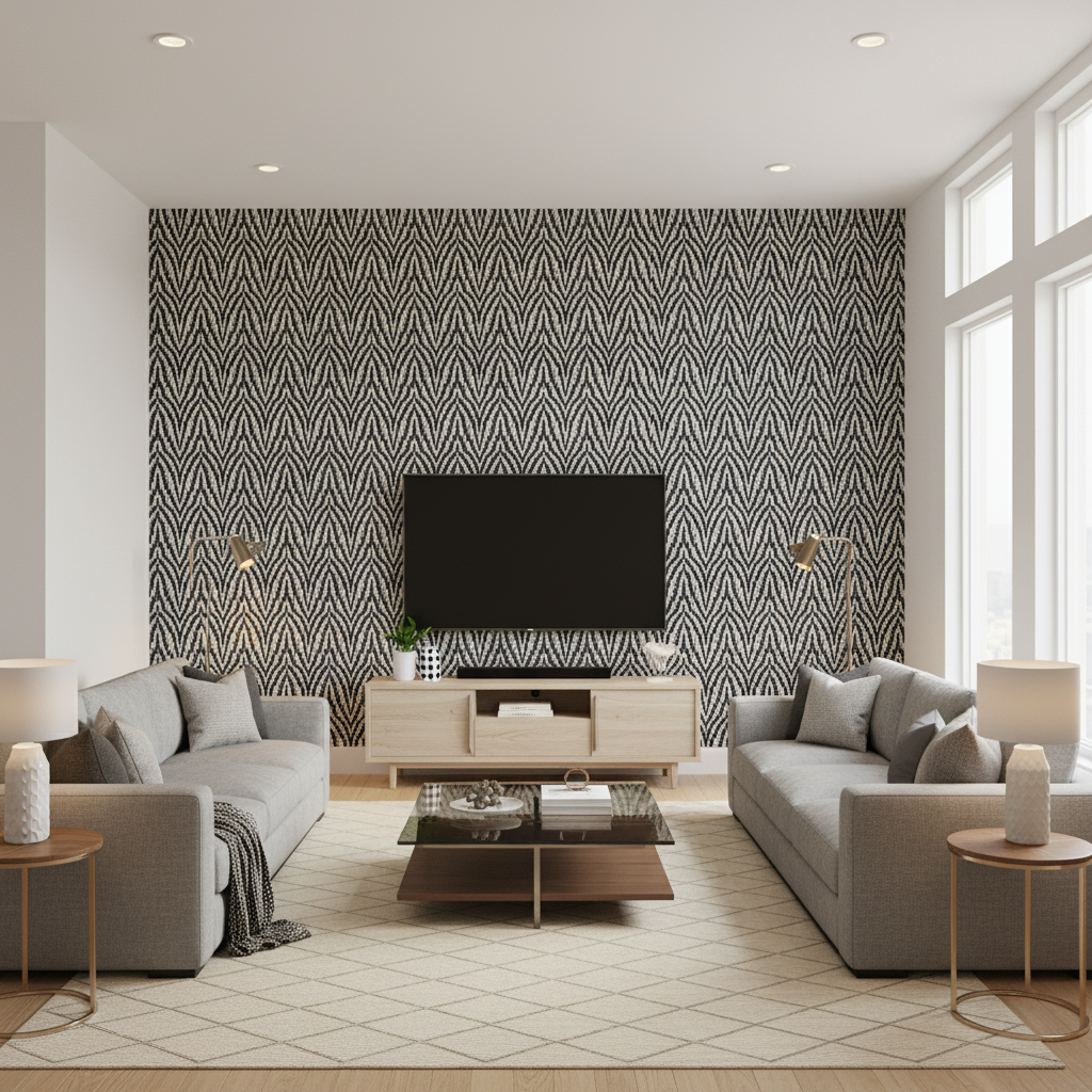 Blyth Weave - Navy Dark Blue By Lee Jofa | Linford Weaves |Herringbone/Tweed  Upholstery Chenille - Living Room Room Setting