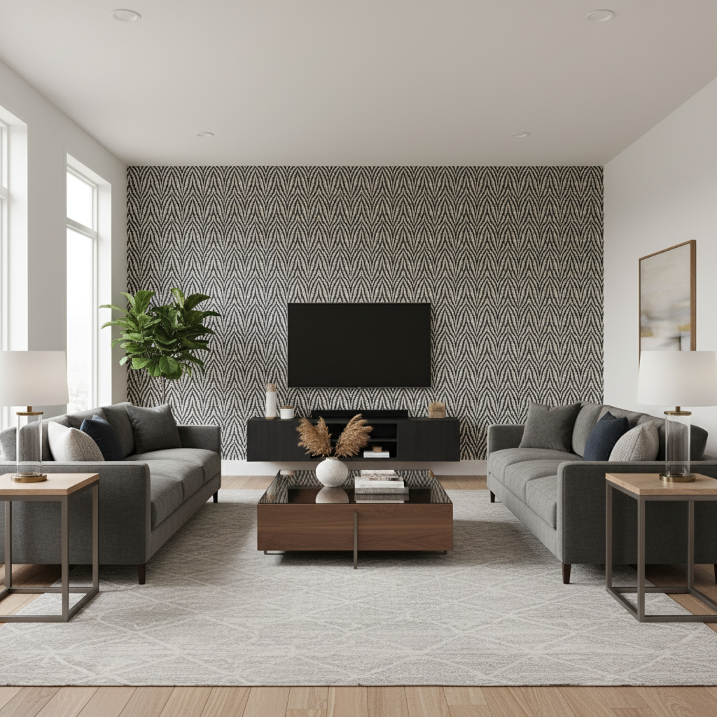 Blyth Weave - Slate Blue By Lee Jofa | Linford Weaves |Herringbone/Tweed  Upholstery Chenille - Living Room Room Setting