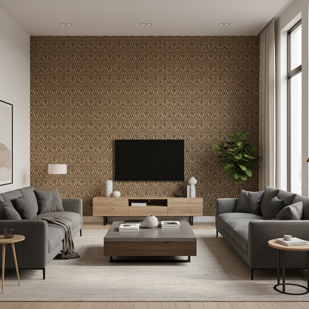 Blyth Weave - Umber Brown By Lee Jofa | Linford Weaves |Herringbone/Tweed  Upholstery Chenille - Living Room Room Setting