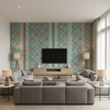 Bongol Print - Aqua Multi By Lee Jofa | Mindoro | Animal/Insects Multipurpose Embroidery - Living Room Room Setting