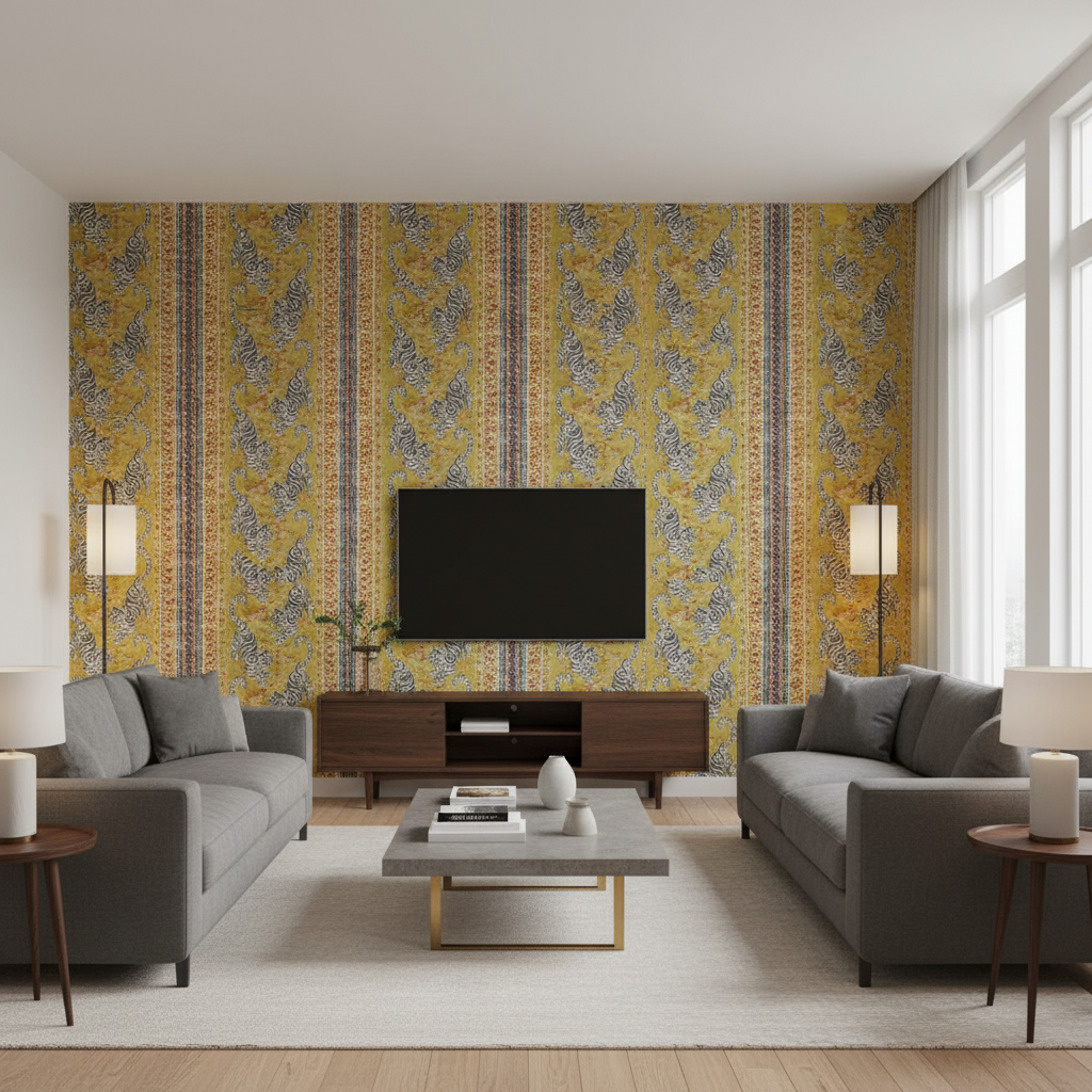 Bongol Print - Citrine Multi By Lee Jofa | Mindoro | Animal/Insects Multipurpose Embroidery - Living Room Room Setting