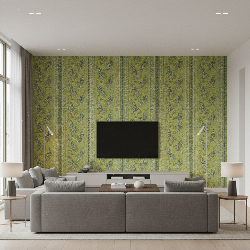 Bongol Print - Kiwi Green By Lee Jofa | Mindoro | Animal/Insects Multipurpose Embroidery - Living Room Room Setting