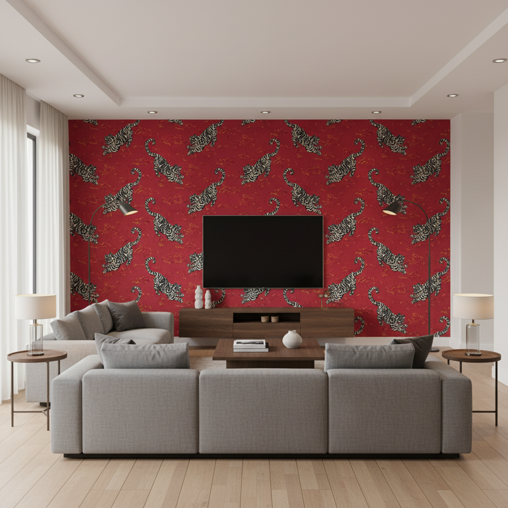Bongol Velvet - Crimson Burgundy/Red By Lee Jofa | Mindoro | Animal/Insects Upholstery Velvet - Living Room Room Setting