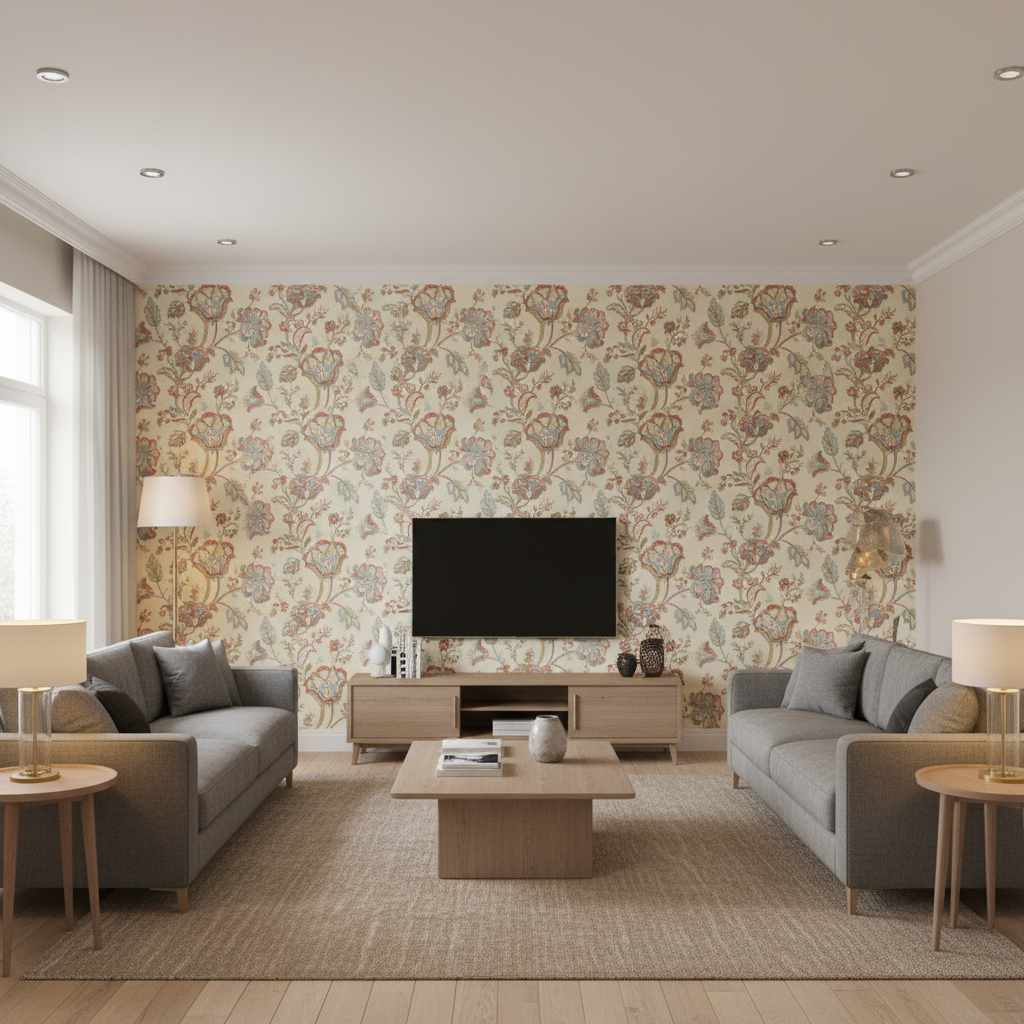 Bradford Emb - Petal/Capri Multi By Lee Jofa | Westport | Botanical & Floral Multipurpose Embroidery - Living Room Room Setting