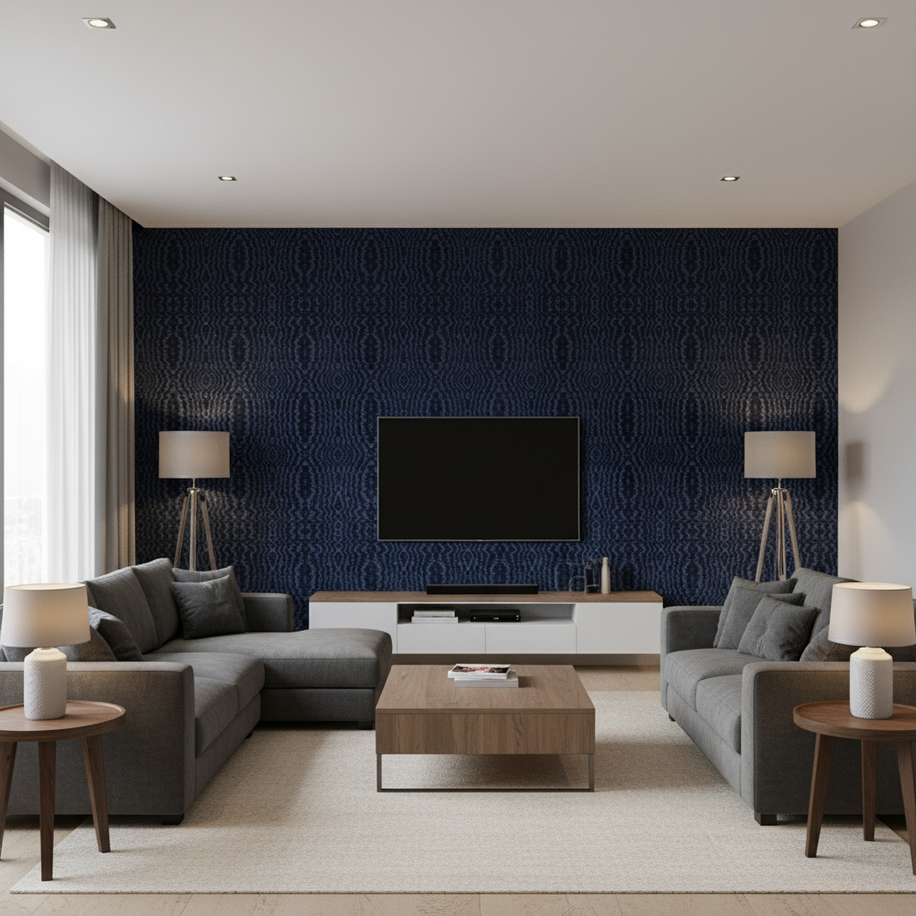 Callow Velvet - Midnight Dark Blue By Lee Jofa | Harlington Velvets | Modern Upholstery Velvet - Living Room Room Setting