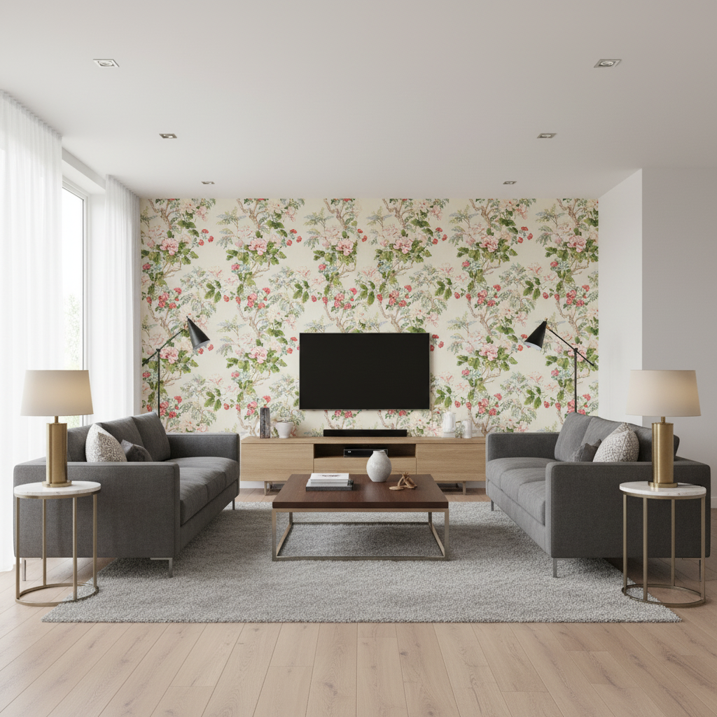 Chinese Peony - Rose White By Lee Jofa | Verdmont Collection |Botanical & Floral  Multipurpose Print - Living Room Room Setting