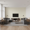 Coombes Sheer - Linen Beige By Lee Jofa | Andover Sheers |Plaid / Check  Drapery Sheer - Living Room Room Setting