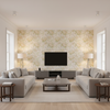 Davenport Print - Golden Gold By Lee Jofa | Garden Walk |Botanical & Floral  Multipurpose Print - Living Room Room Setting