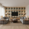De La Tour - Blu/Brow/Ecru Multi By Lee Jofa | Paolo Moschino Fabrics |Botanical & Floral  Multipurpose Print - Living Room Room Setting