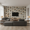 De La Tour - Blu/Brow/Whi Multi By Lee Jofa | Paolo Moschino Fabrics |Botanical & Floral  Multipurpose Print - Living Room Room Setting