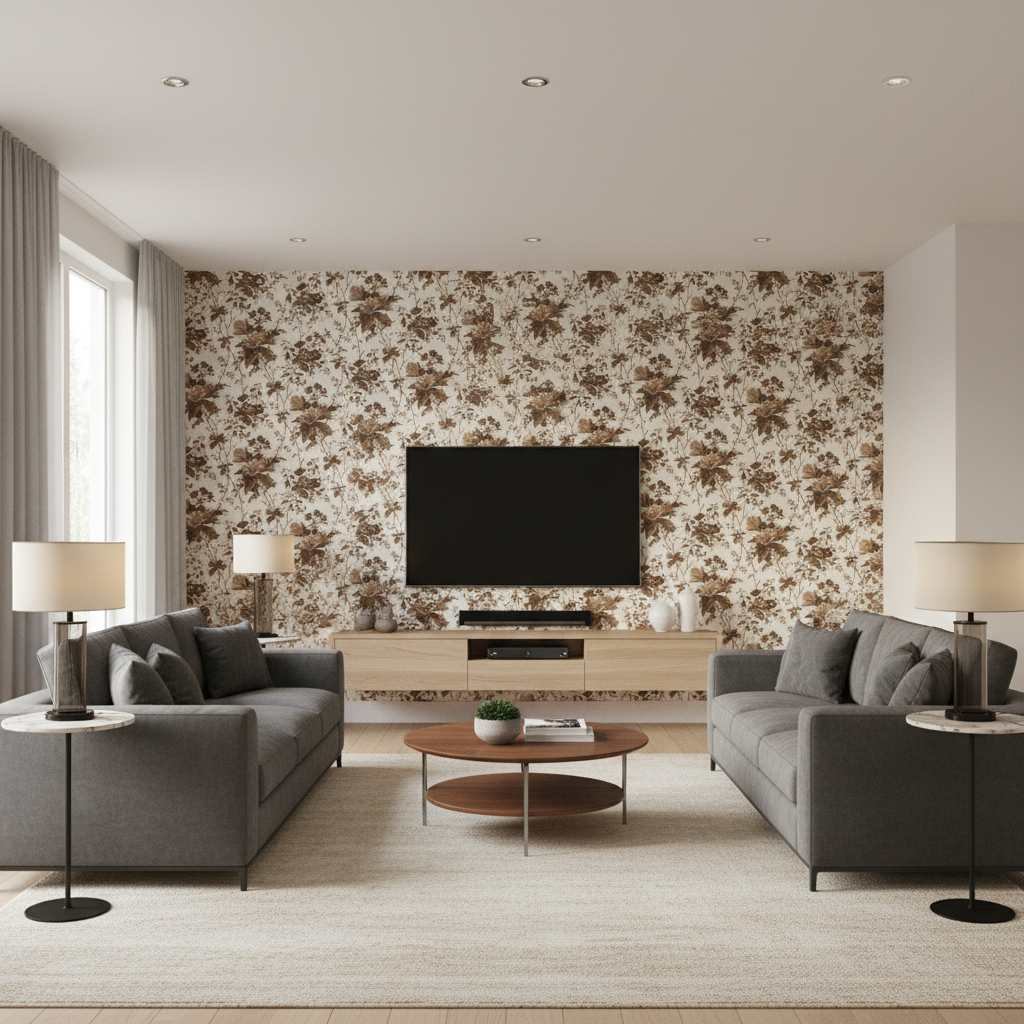 De La Tour - Brown Brown By Lee Jofa | Paolo Moschino Fabrics |Botanical & Floral  Multipurpose Print - Living Room Room Setting