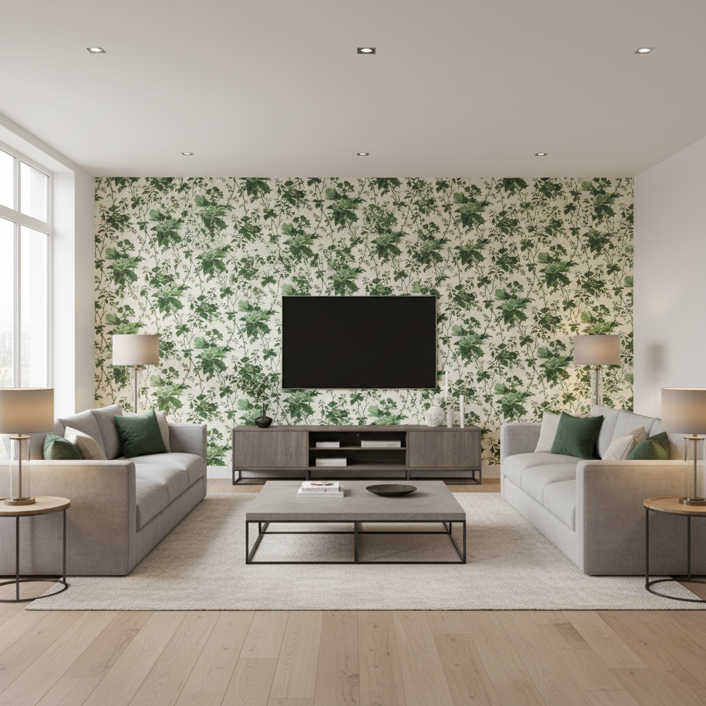 De La Tour - Paolos Green Green By Lee Jofa | Paolo Moschino Fabrics |Botanical & Floral  Multipurpose Print - Living Room Room Setting