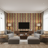 Desning Velvet - Pink/Gold Multi By Lee Jofa | Harlington Velvets | Global Upholstery Velvet - Living Room Room Setting