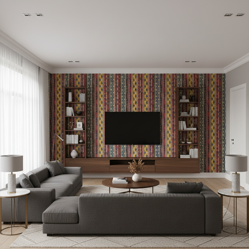 Desning Velvet - Red/Blue Multi By Lee Jofa | Harlington Velvets | Global Upholstery Velvet - Living Room Room Setting