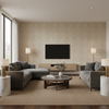 Drayton Print - Buff Taupe By Lee Jofa | Clare Prints |Global Geometric Multipurpose Print - Living Room Room Setting