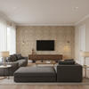 Drayton Print - Java Brown By Lee Jofa | Clare Prints |Global Geometric Multipurpose Print - Living Room Room Setting