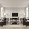 Drayton Print - Smoke Grey By Lee Jofa | Avondale |Global Geometric Multipurpose Print - Living Room Room Setting